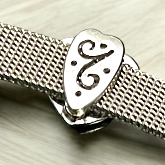 925 Sterling silver sliding heart charm bracelet with double clasp - Picture 3 of 5